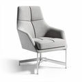 Contemporary gray upholstered accent chair with stainless steel legs