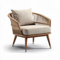 Rattan accent chair with removable cushion for living room use beige color 70 x 70 x 75cm