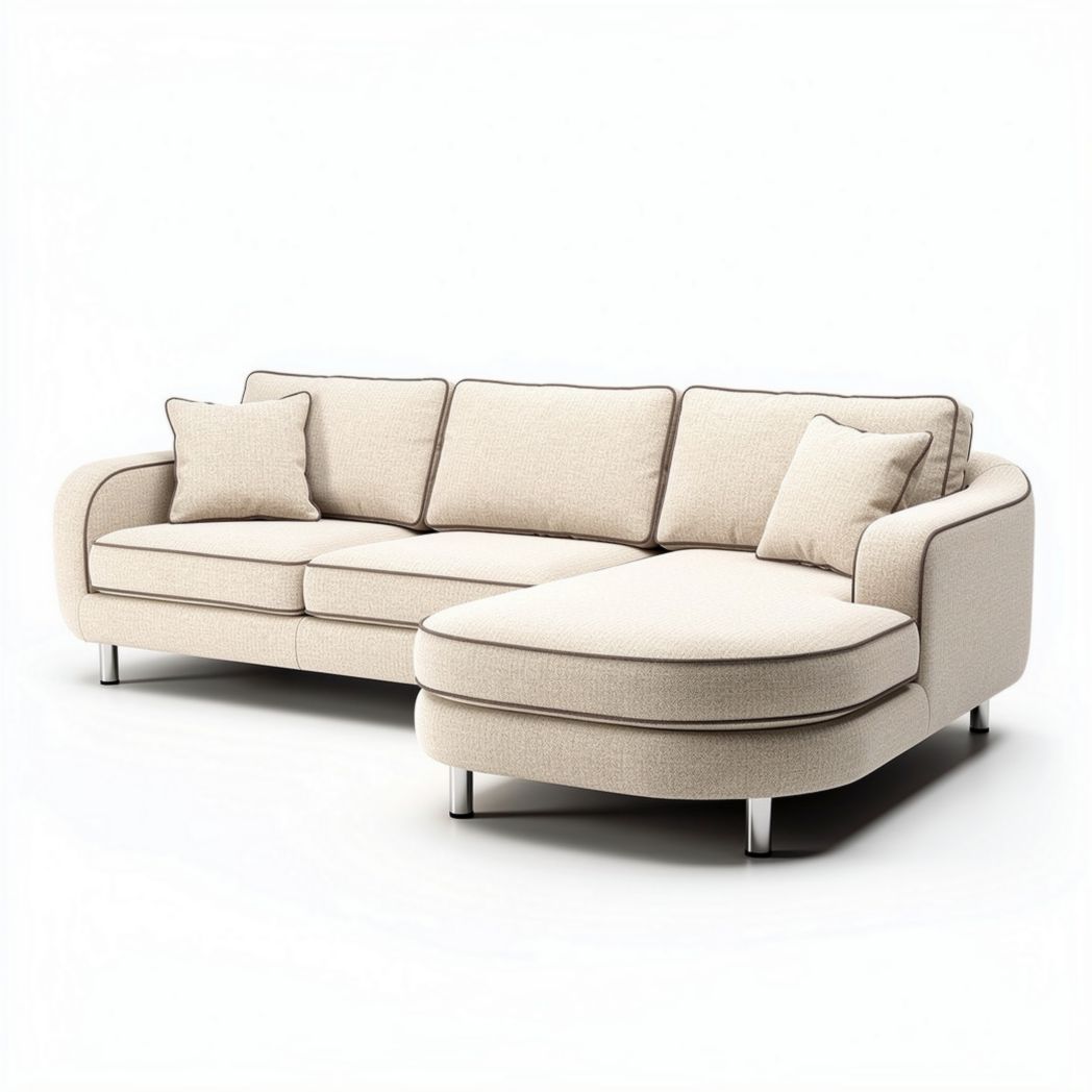 Sectional sofa with tufted upholstery in gray fabric 210 x 90 x 85cm