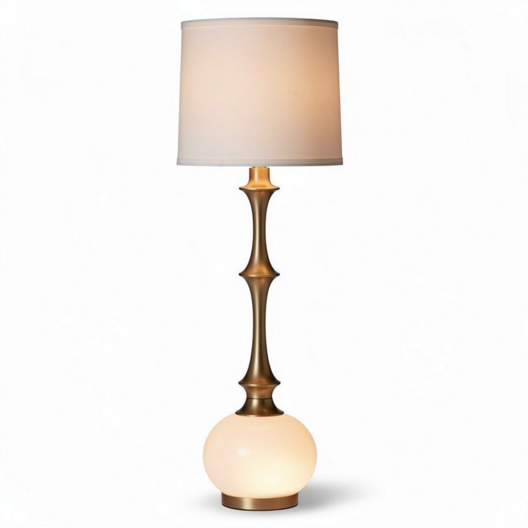 Leaf design floor lamp with glass base and pleated shade 25 x 25 x 150cm