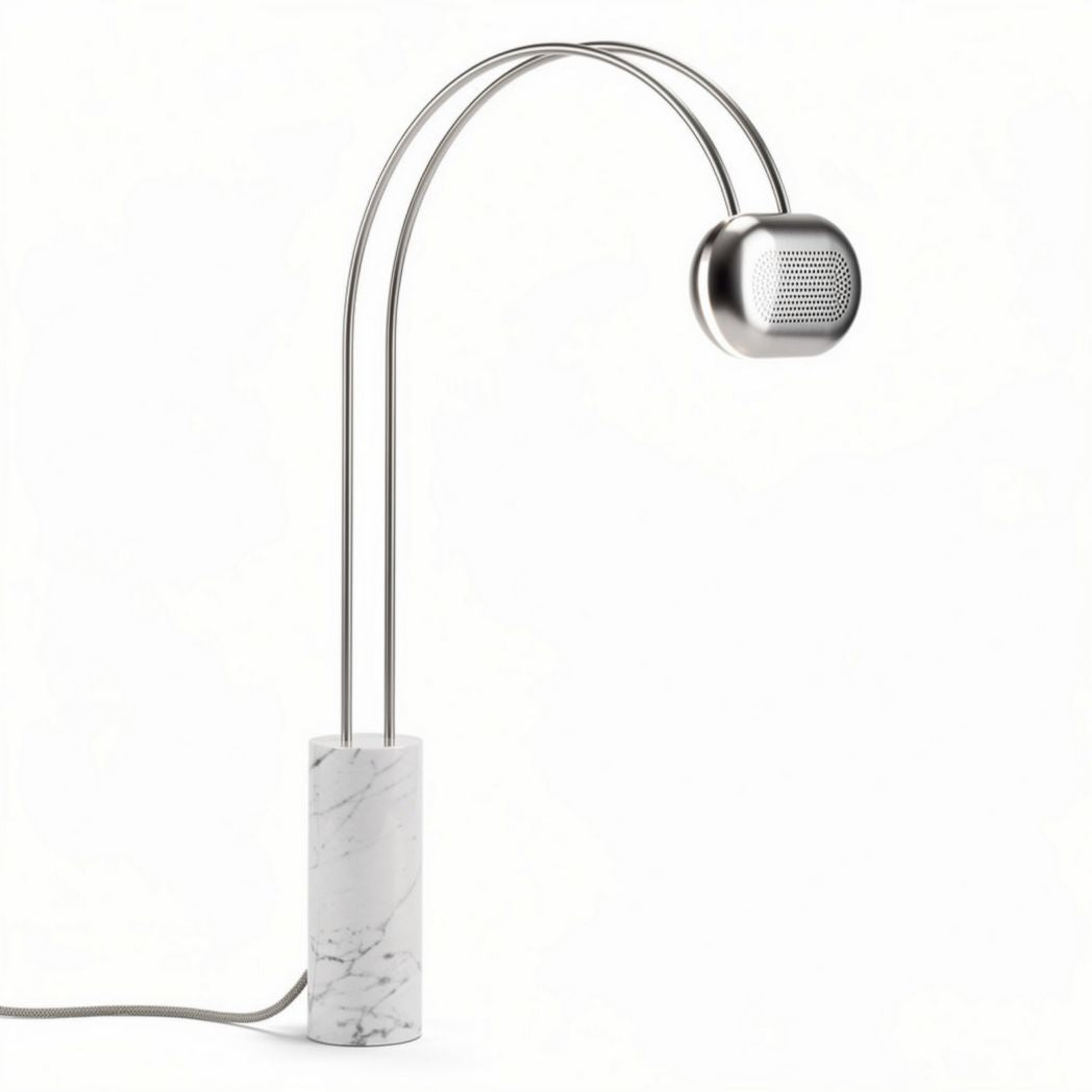 Marble and stainless steel table lamp with curved design 25 x 15 x 50cm