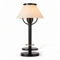 Black metal table lamp with beige fabric shade 30 x 20 x 50cm for home office use
