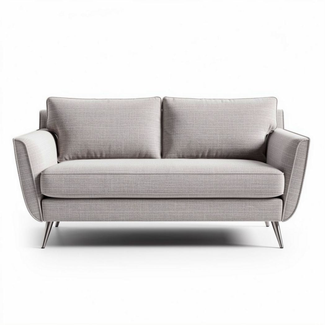 Sofa in gray fabric with stainless steel legs for living room use 180 x 90 x 85cm