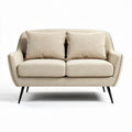 Contemporary linen fabric loveseat with two cushions and metal legs