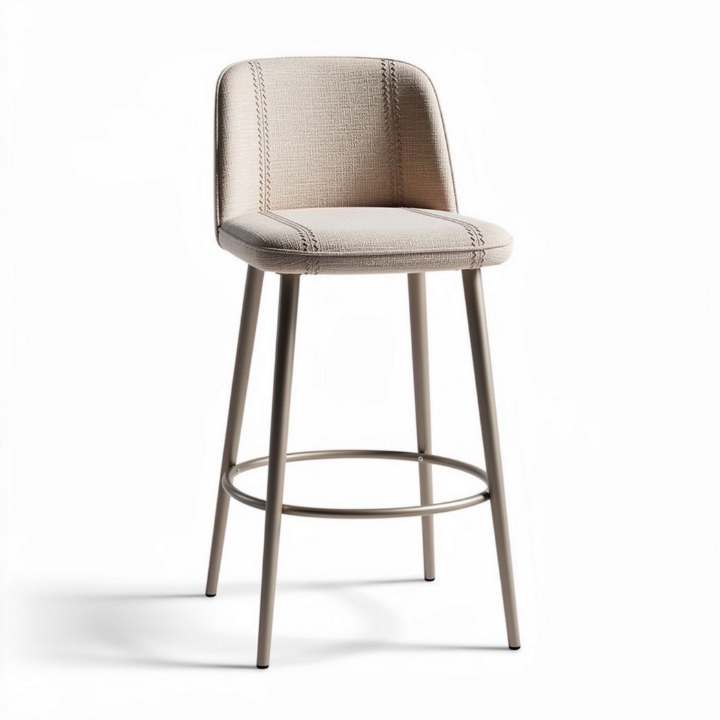 Bar stool with fabric seat and metal frame 45 x 45 x 100cm beige