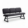 Modern three-seater sofa with black metal frame and gray upholstery 150 x 70 x 80cm