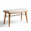 Contemporary wood bench with upholstered top and metal support 70 x 40 x 40cm