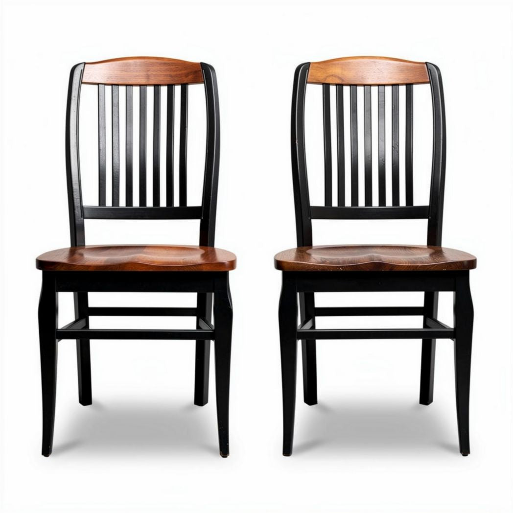 Wooden dining chairs set of two in black and natural finish 45 x 45 x 95cm