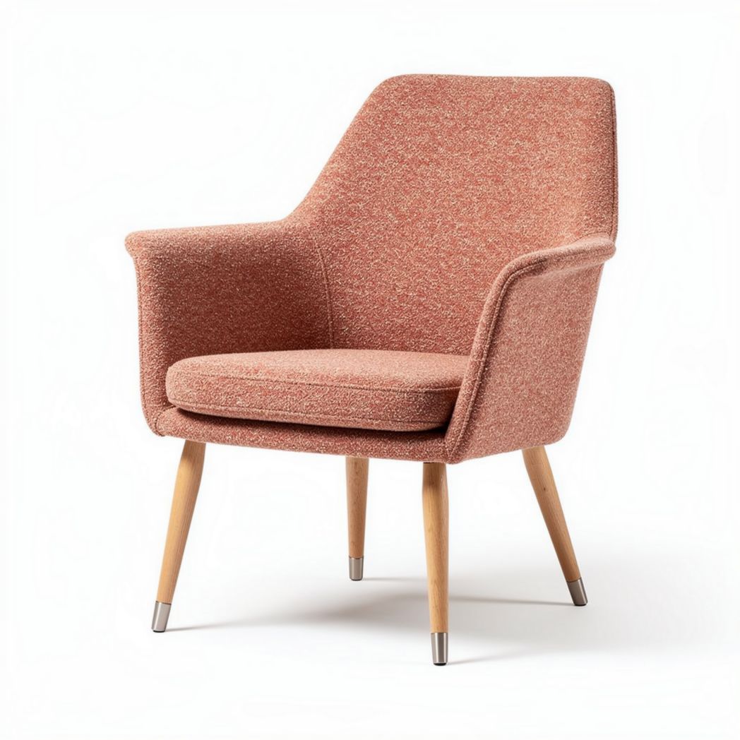 Fabric accent chair in green with ergonomic design and wooden legs 80 x 80 x 75cm